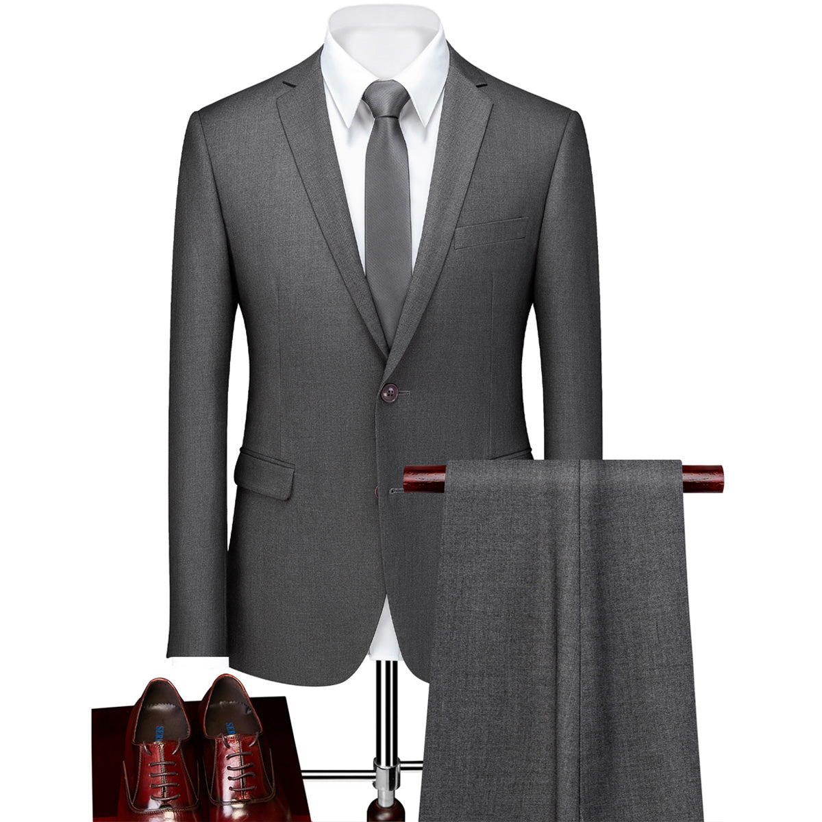 Men's 2-Piece Classic Two Button Casual Gray Suit
