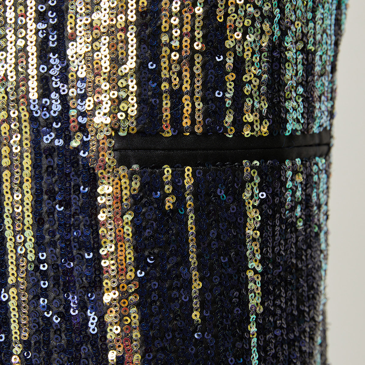 Men's Full Sequin Gold Tassel Navy Jacket for Stage