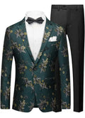 Men's Jacquard Embroidered Green Tuxedo Jacket