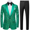 Men's Sequin Geometric Mosaic Green Tuxedo
