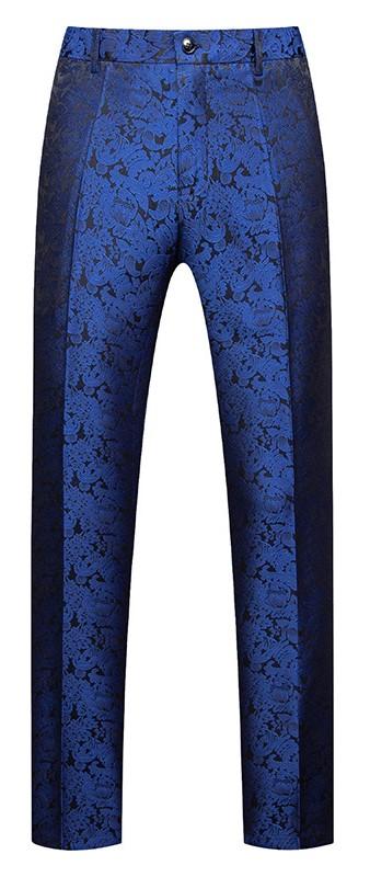 【Select pants size for set】Mens Jacuard Royal Blue Tuxedo