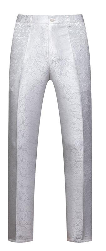 【Select pants size for set】Mens Jacquard White Wedding Tuxedo
