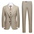 Men's 3-Piece Stripe Beige Suit