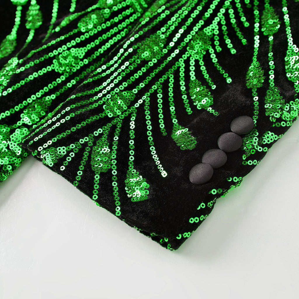 Men's Sequin Jacket Green Falling Stars