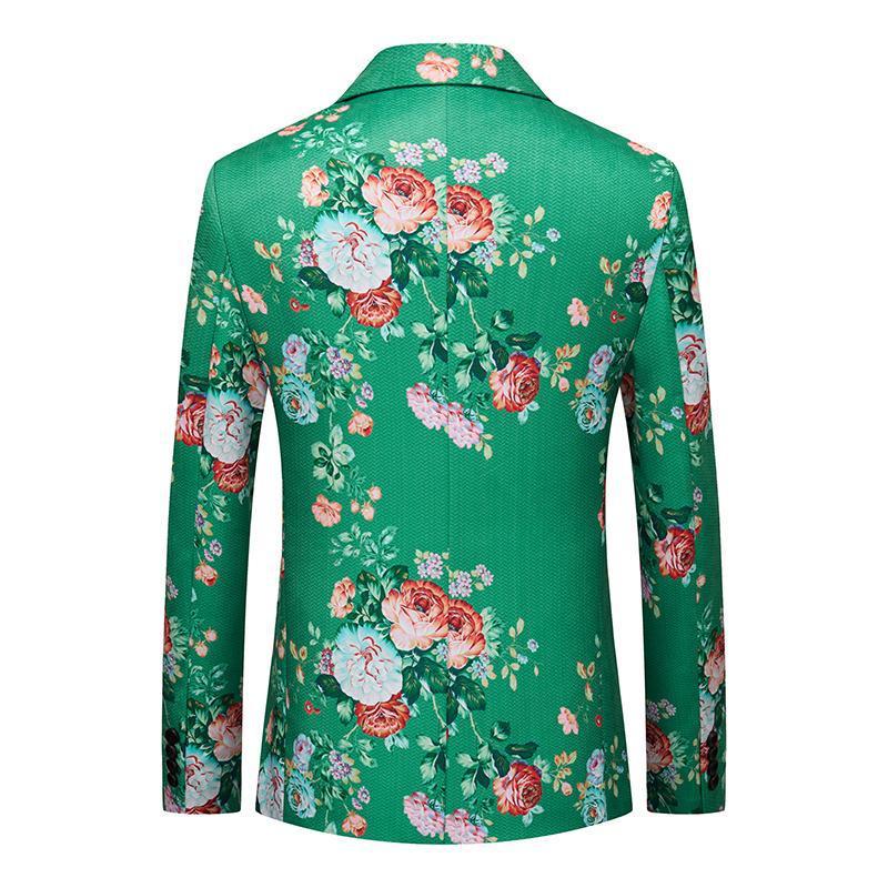 Men's Garden Green Tuxedo Floral Embraided Jacket