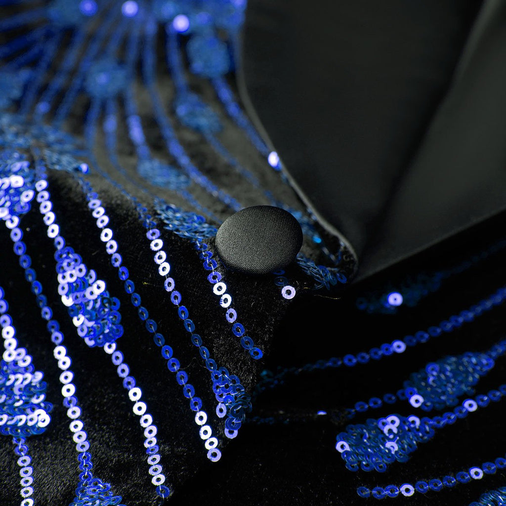 Men's Sequin Navy Jacket Blue Falling Stars