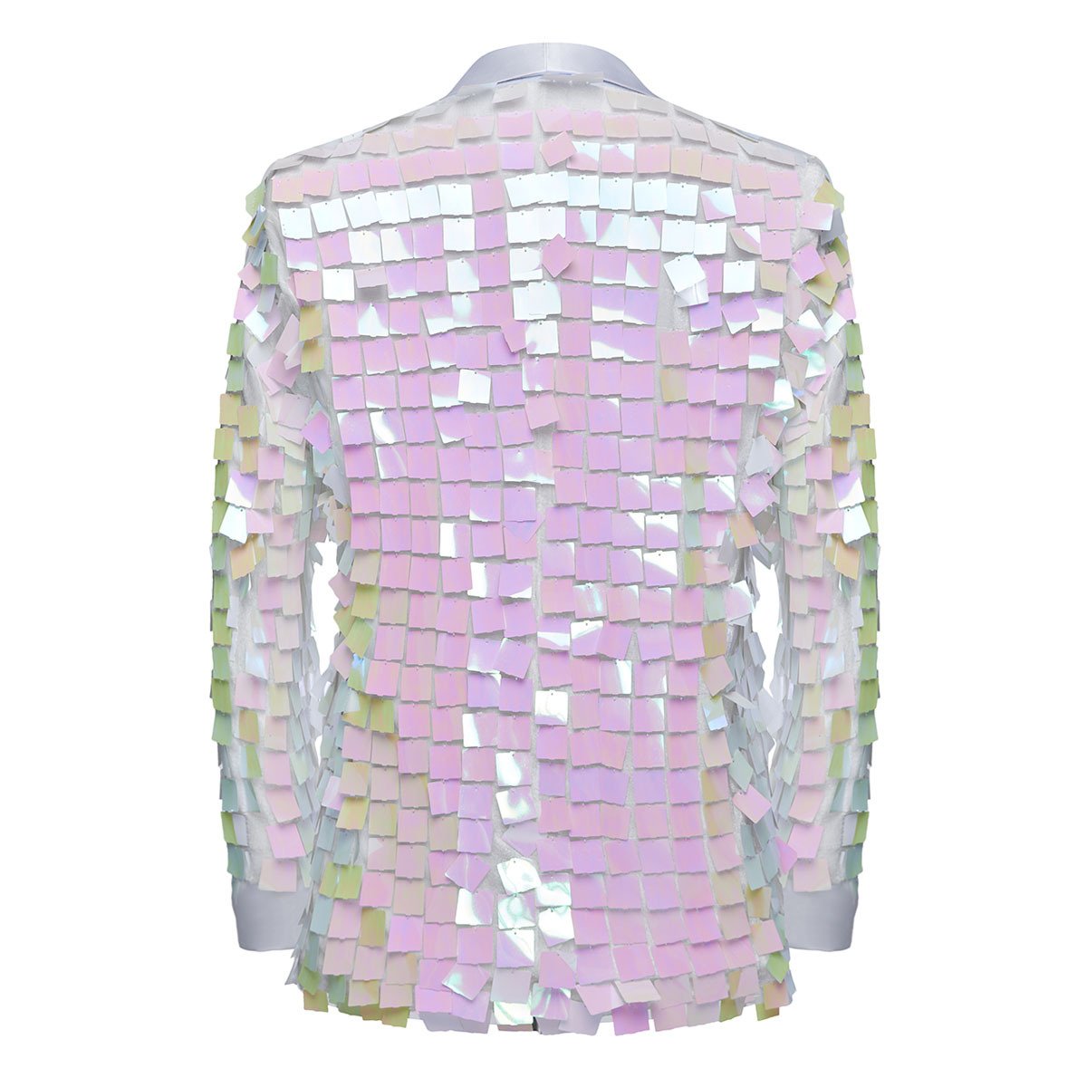 Men's One-Button Sequin Square Pink Tuxedo