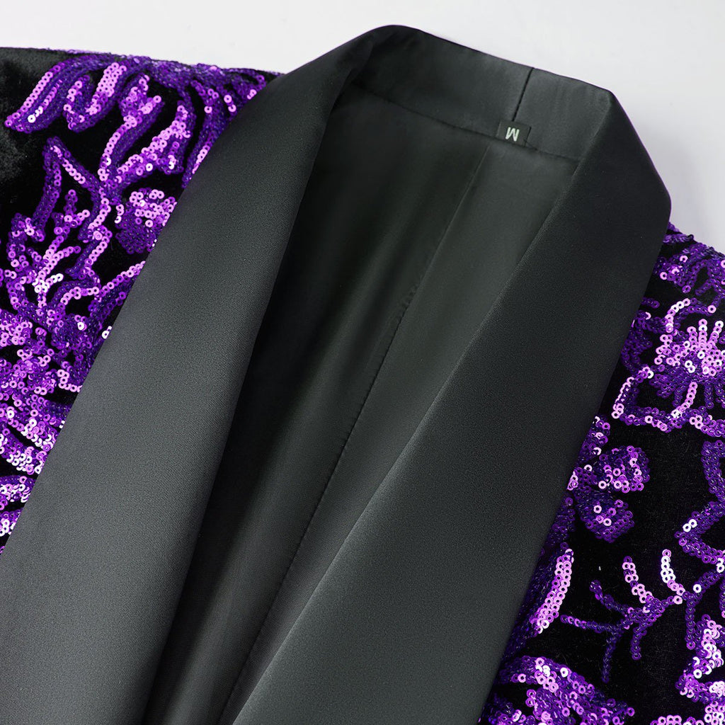 Men's Sequin Purple Jacket Falling Stars