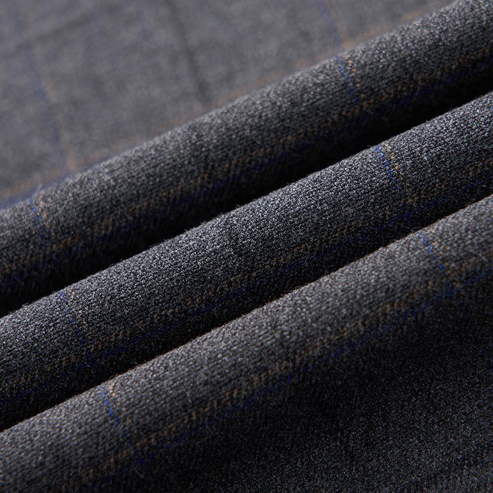 Men's 3-Piece Slim Fit Windowpane Plaid Gray Suit