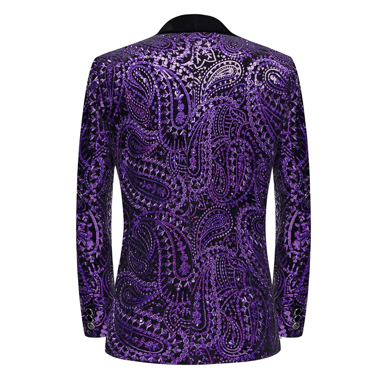 Men's Sequin Blue Paisley Dark Purple Tuxedo Jacket