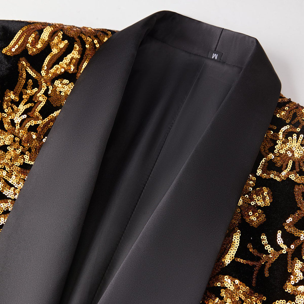 Men's Sequin Jacket Golden Falling Stars