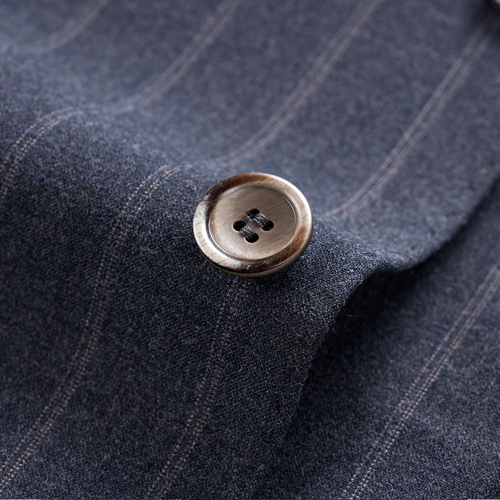 Men's Peak Lapel 3-Piece Striped Two Button Dark Gray Suit