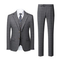 Men's 3-Piece Slim Fit Windowpane Plaid Gray Suit
