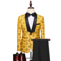 Men's 2-piece Floral Pattern Jacquard Yellow Tuxedo