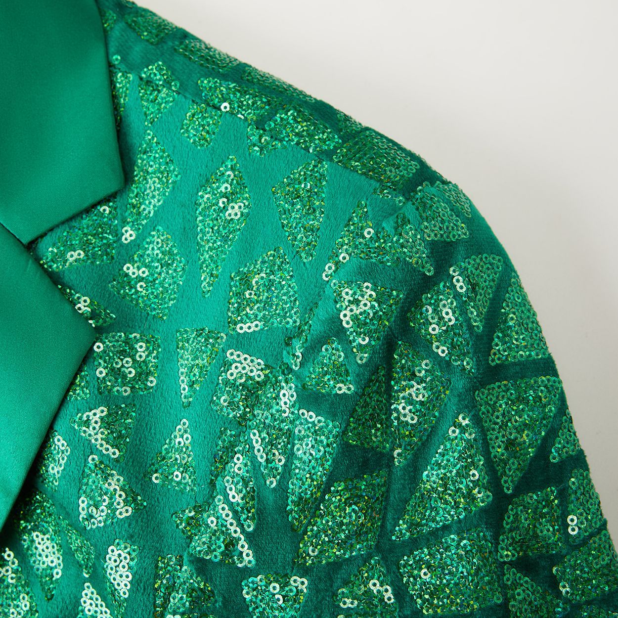 Men's Sequin Geometric Mosaic Green Tuxedo