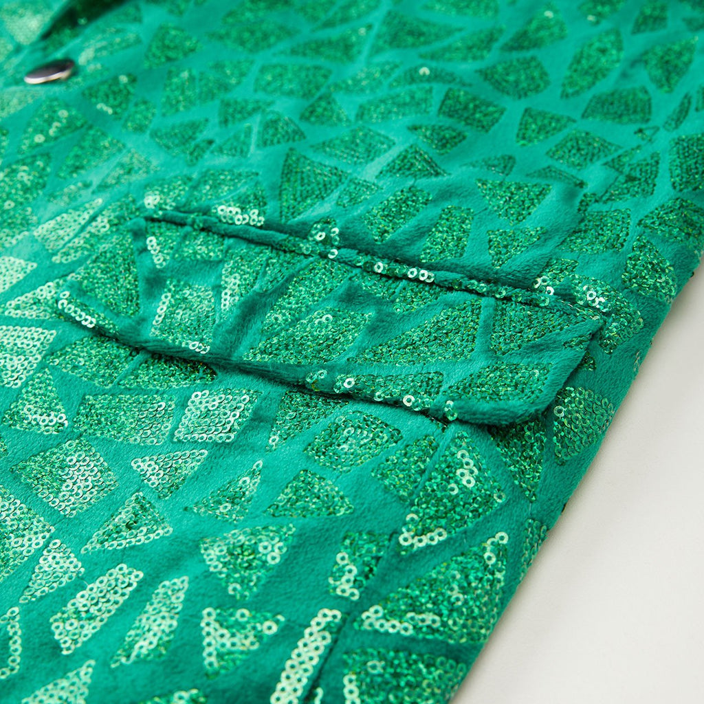 Men's Sequin Geometric Mosaic Green Tuxedo
