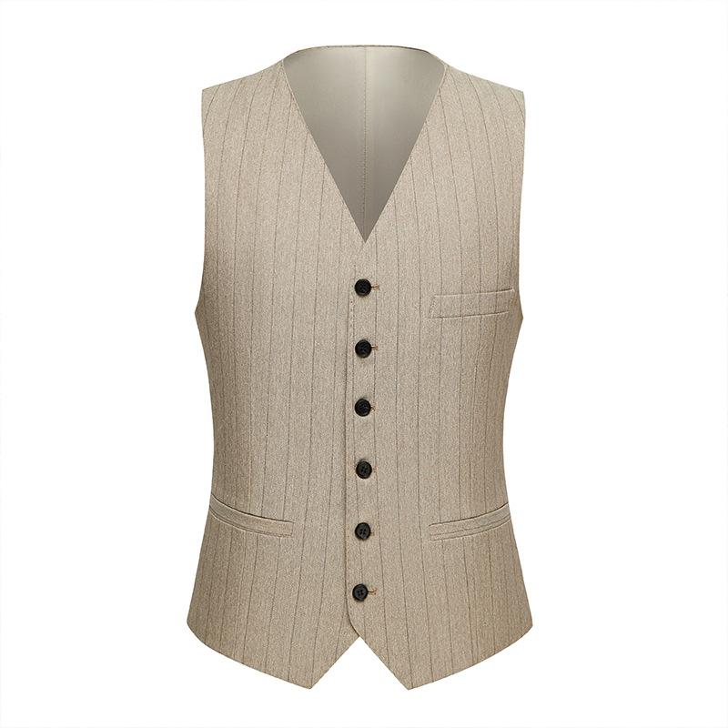 Men's 3-Piece Stripe Beige Suit