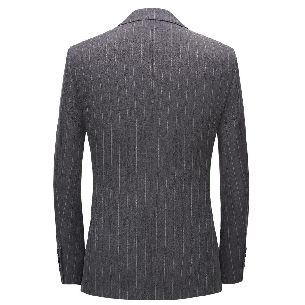 Men's Stripe 3-Piece Slim Fit Light Gray Suit