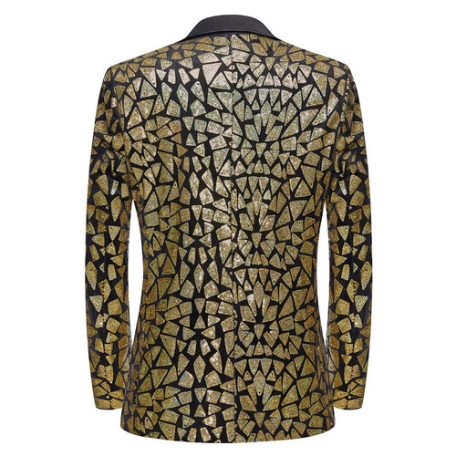 Men's Sequin Geometric Mosaic Gold Tuxedo