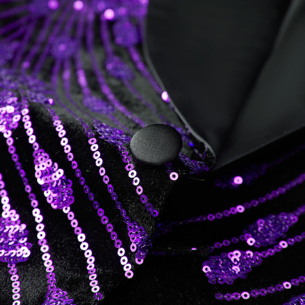 Men's Sequin Purple Jacket Falling Stars