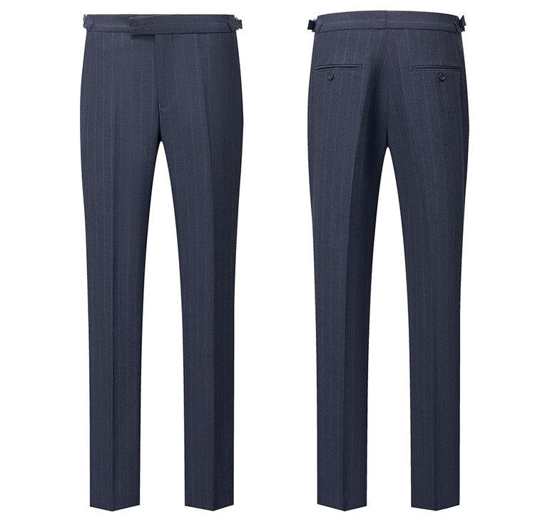 Men's 3-Piece Causal Striped Two Button Blue Gray Suit