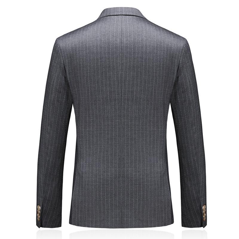 Men's Three-Piece Double-Breasted Subtile Striped Grey Suit