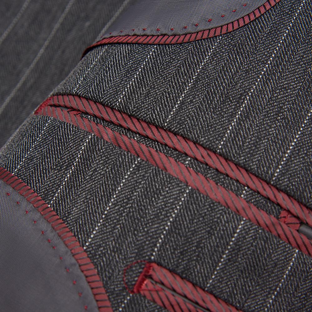 Men's Stripe 3-Piece Slim Fit Light Gray Suit