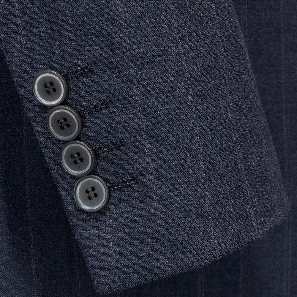 Men's 3-Piece Causal Striped Two Button Blue Gray Suit