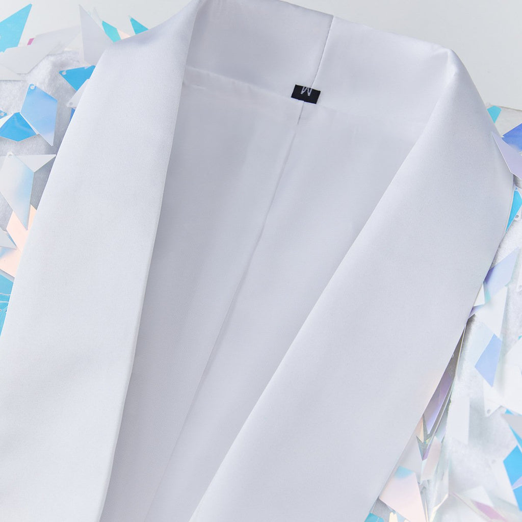 Men's One-Button Geometric Sequin Light Blue Tuxedo