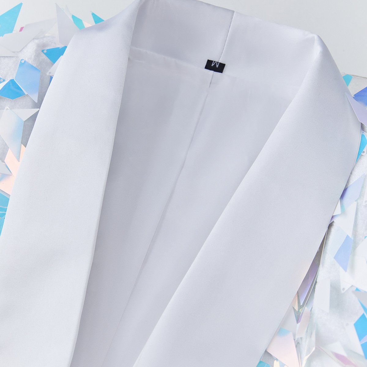 Men's One-Button Geometric Sequin Light Blue Tuxedo