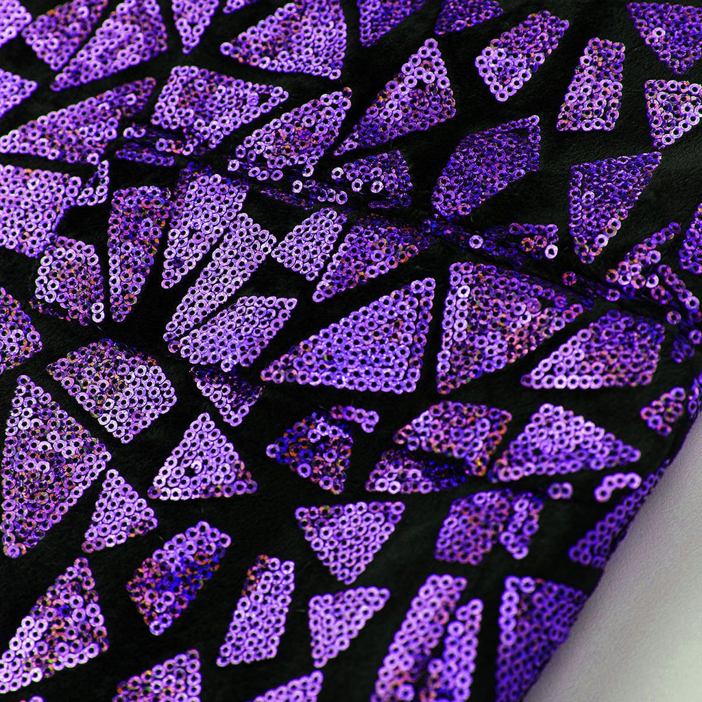 Men's Sequin Geometric Mosaic Dark Purple Tuxedo