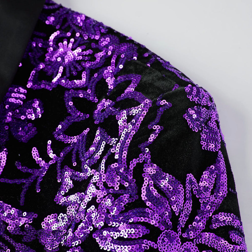 Men's Sequin Purple Jacket Falling Stars
