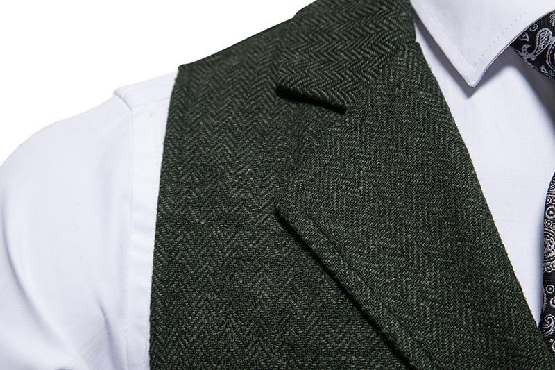 Men's Tweed Vintage Wedding Green Vest