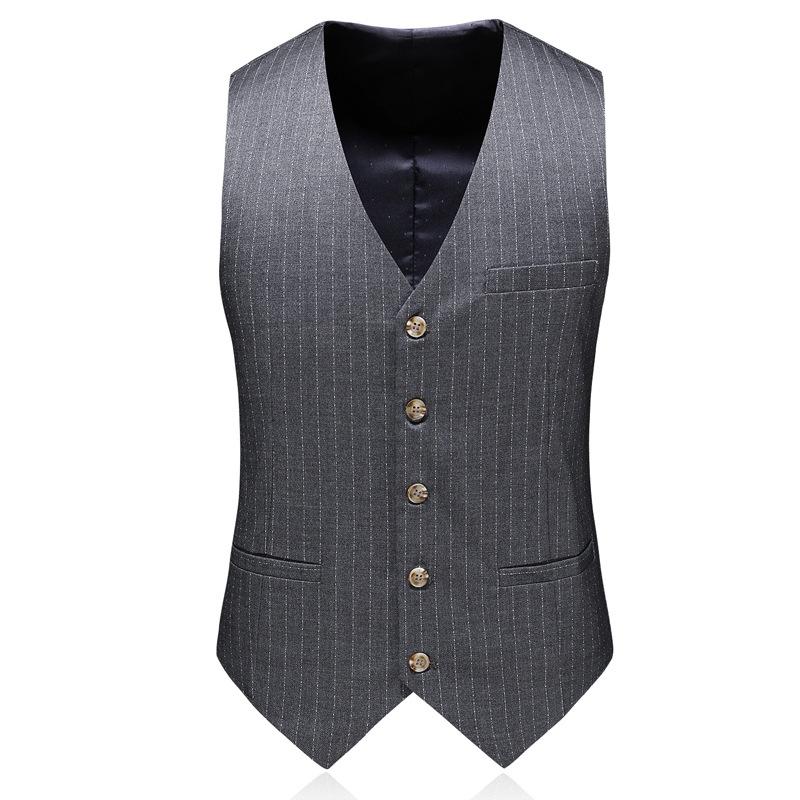 Men's Three-Piece Double-Breasted Subtile Striped Grey Suit