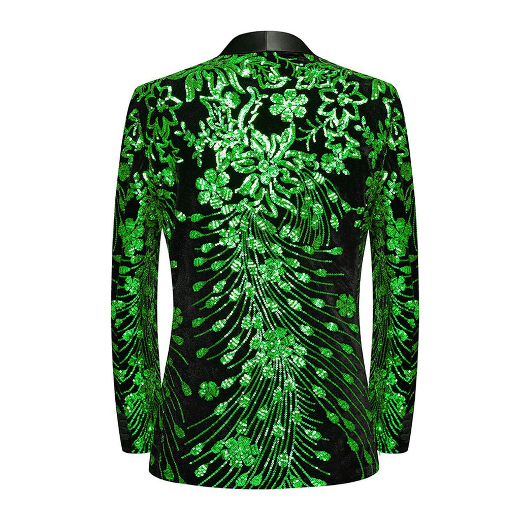 Men's Sequin Jacket Green Falling Stars