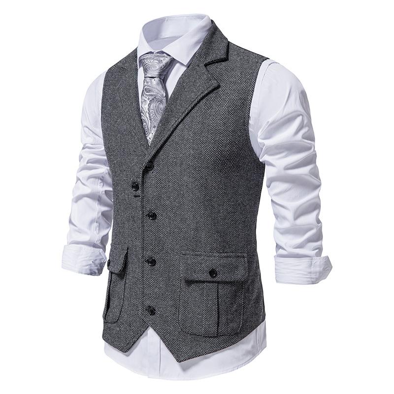 Men's Tweed Vintage Wedding Gray Vest