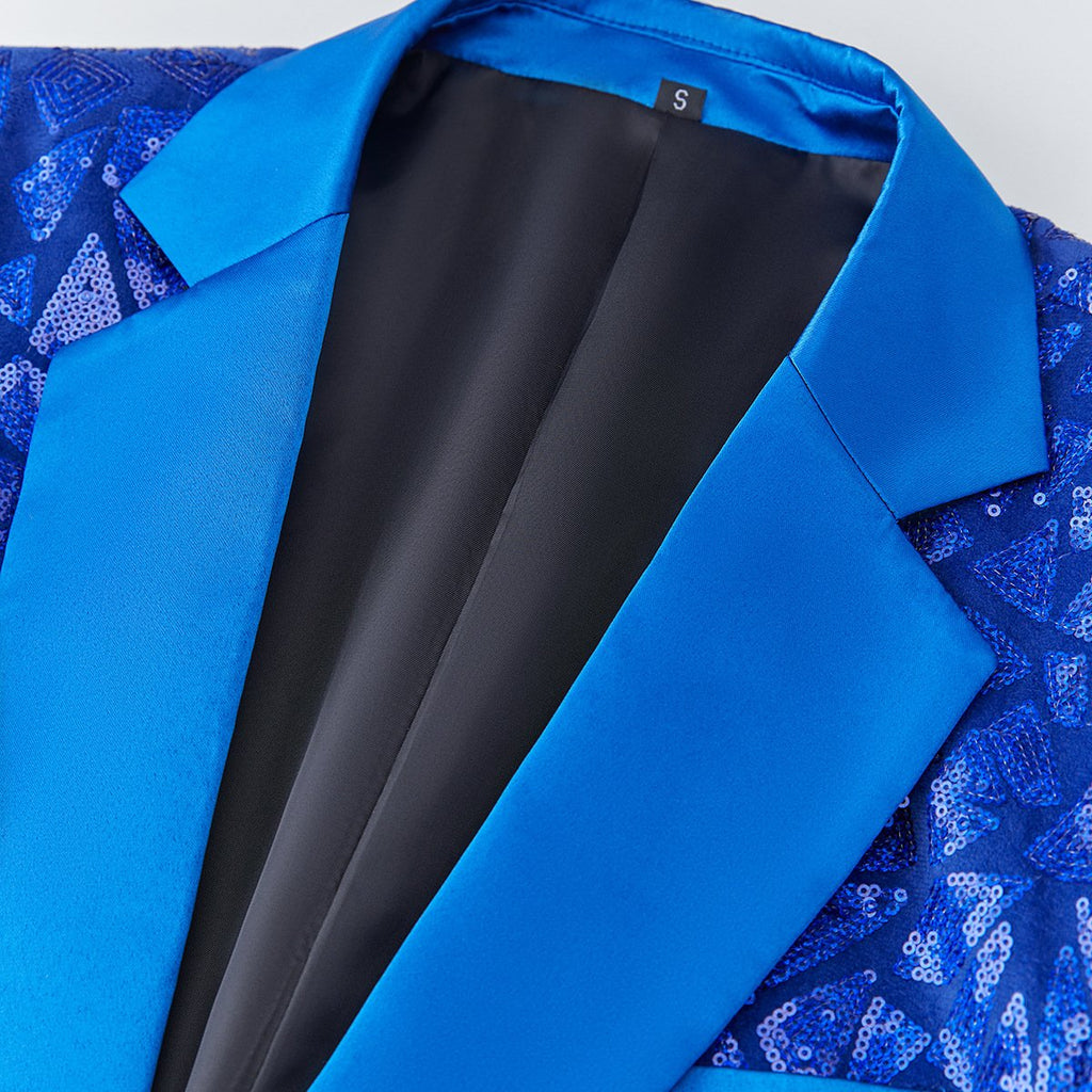Men's Sequin Geometric Mosaic Blue Tuxedo