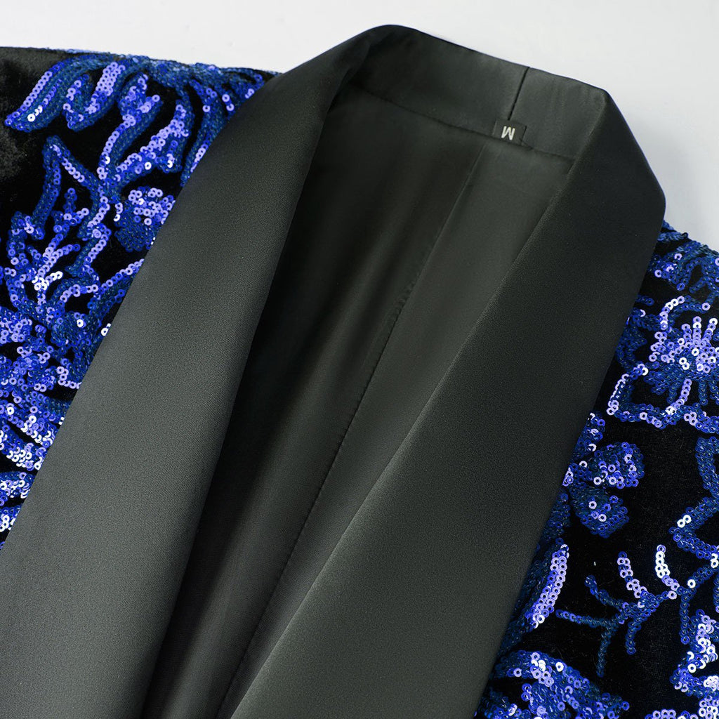 Men's Sequin Navy Jacket Blue Falling Stars