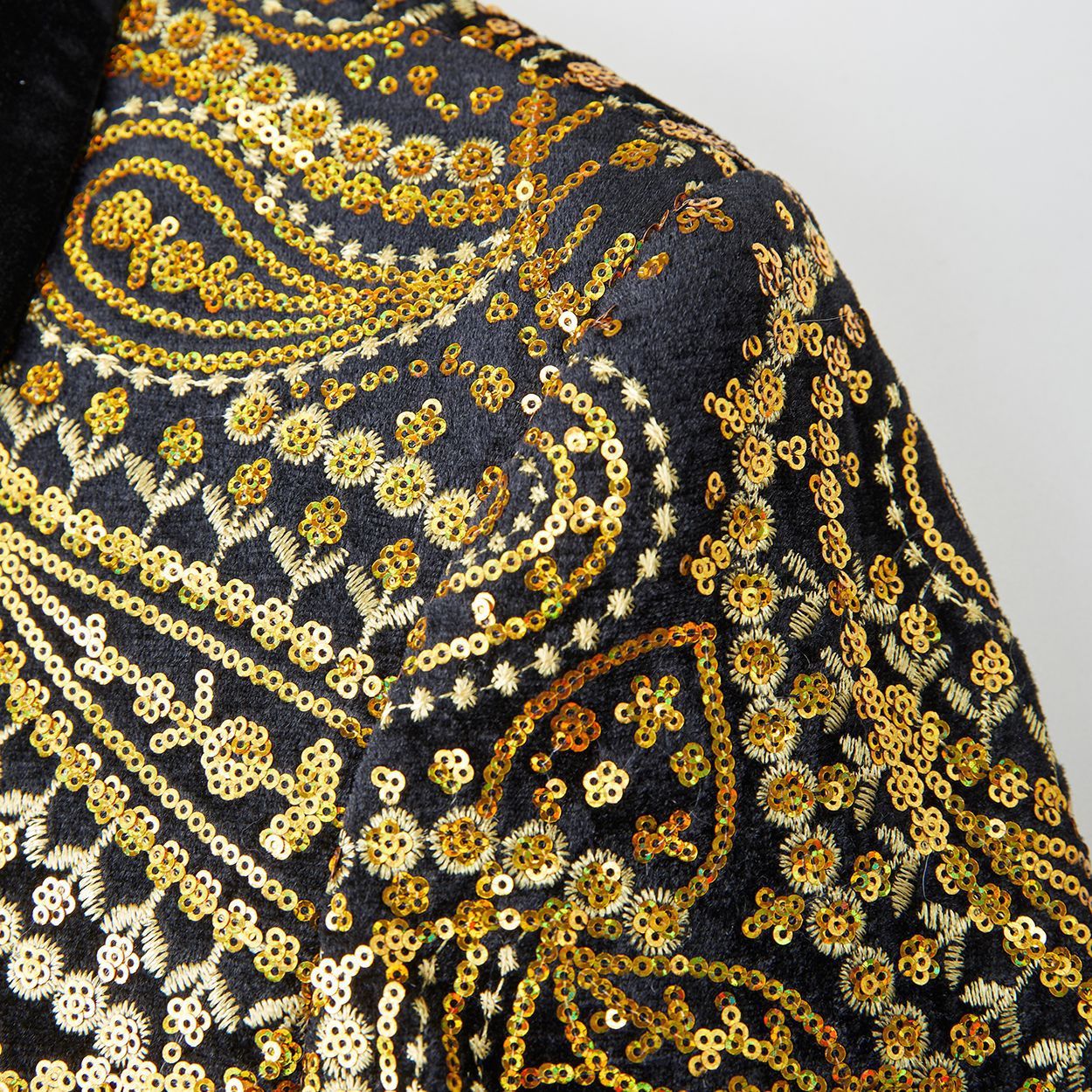 Men's Sequin Paisley Golden Tuxedo Jacket