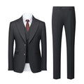 Men's Peak Lapel 3-Piece Striped Two Button Black Gray Suit