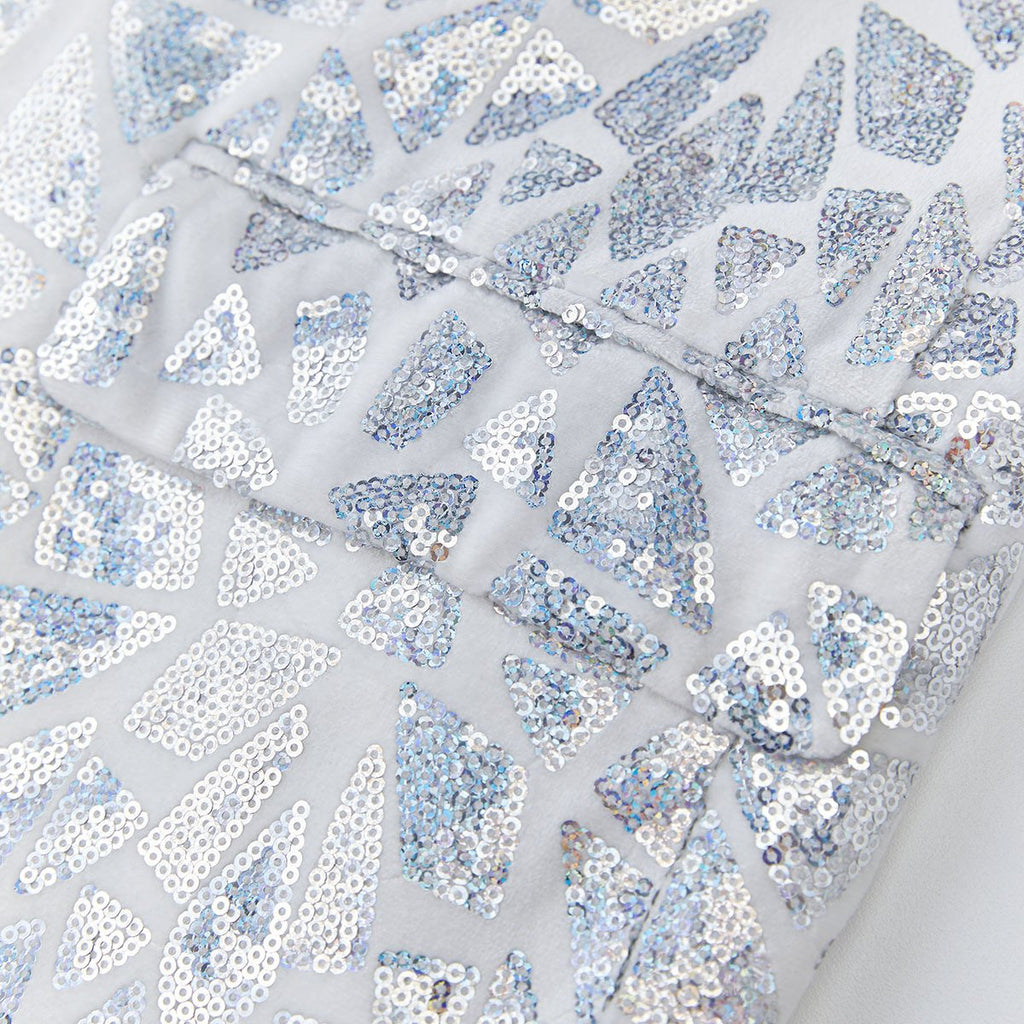 Men's Silver Sequin Geometric Mosaic White Tuxedo