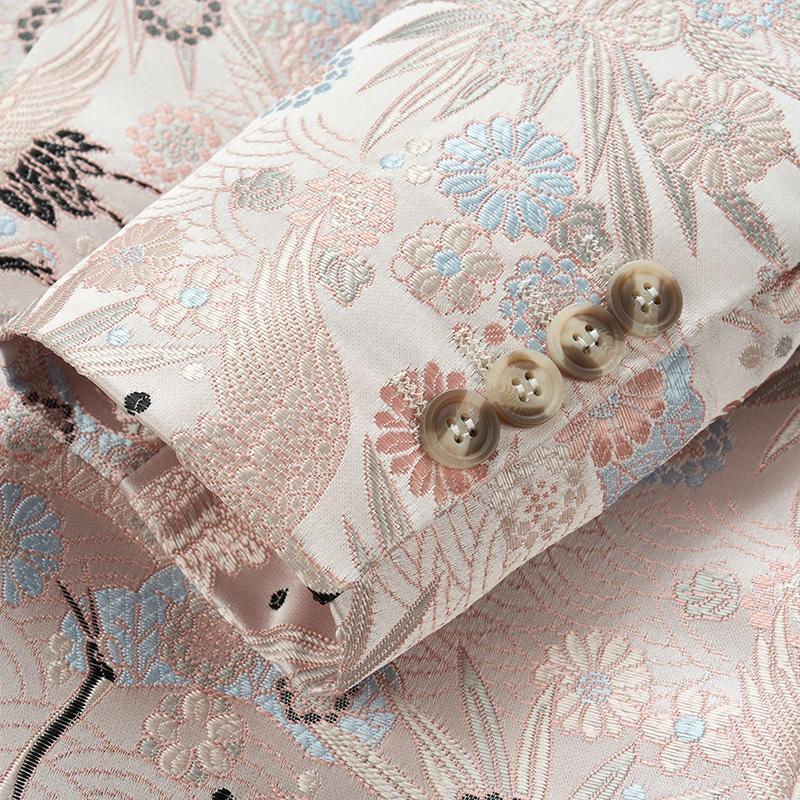 Men's 2-piece Floral Pattern Jacquard Pink Tuxedo