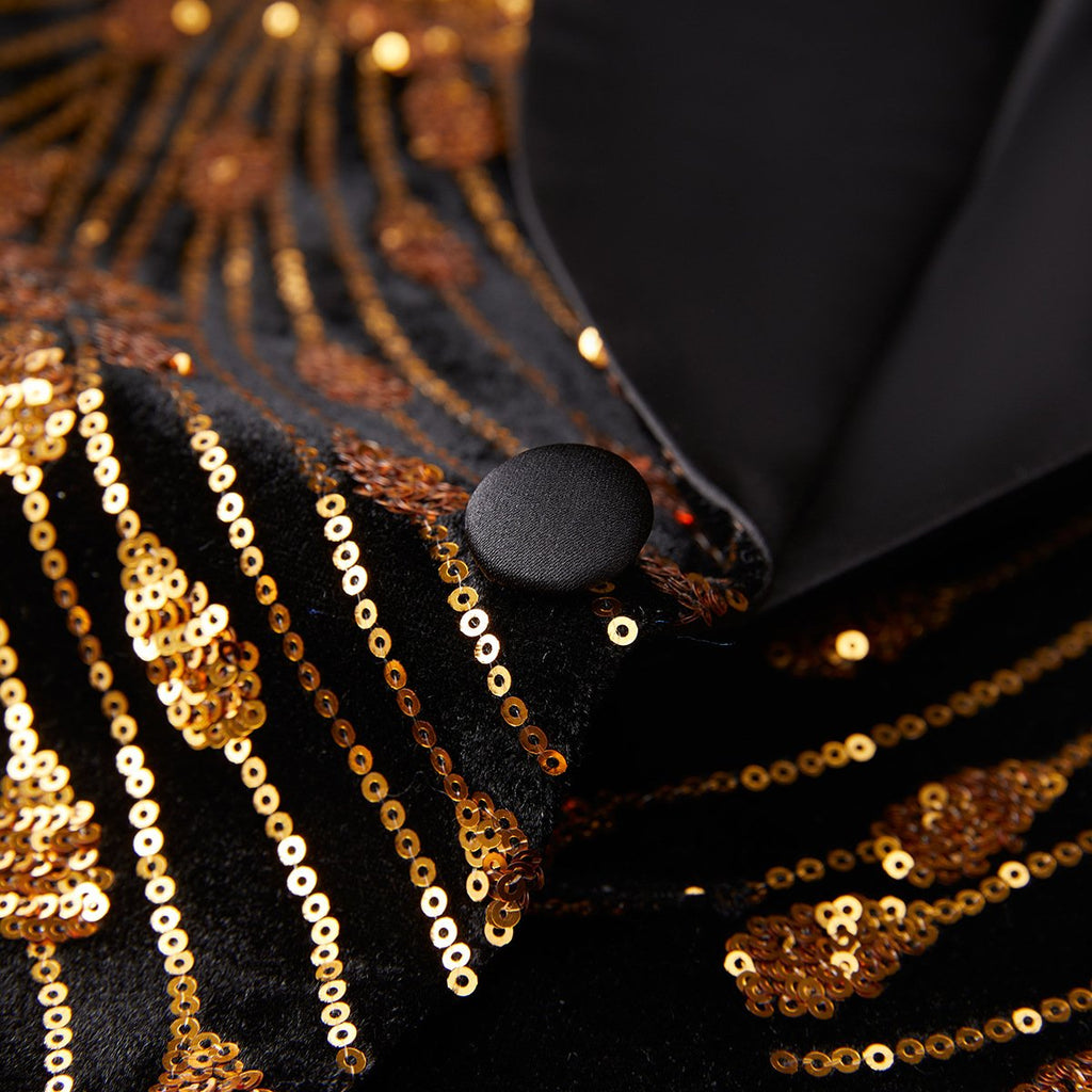 Men's Sequin Jacket Golden Falling Stars