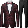 Men's Classic Paisley Shawl Collar Burgundy Tuxedo Jacket
