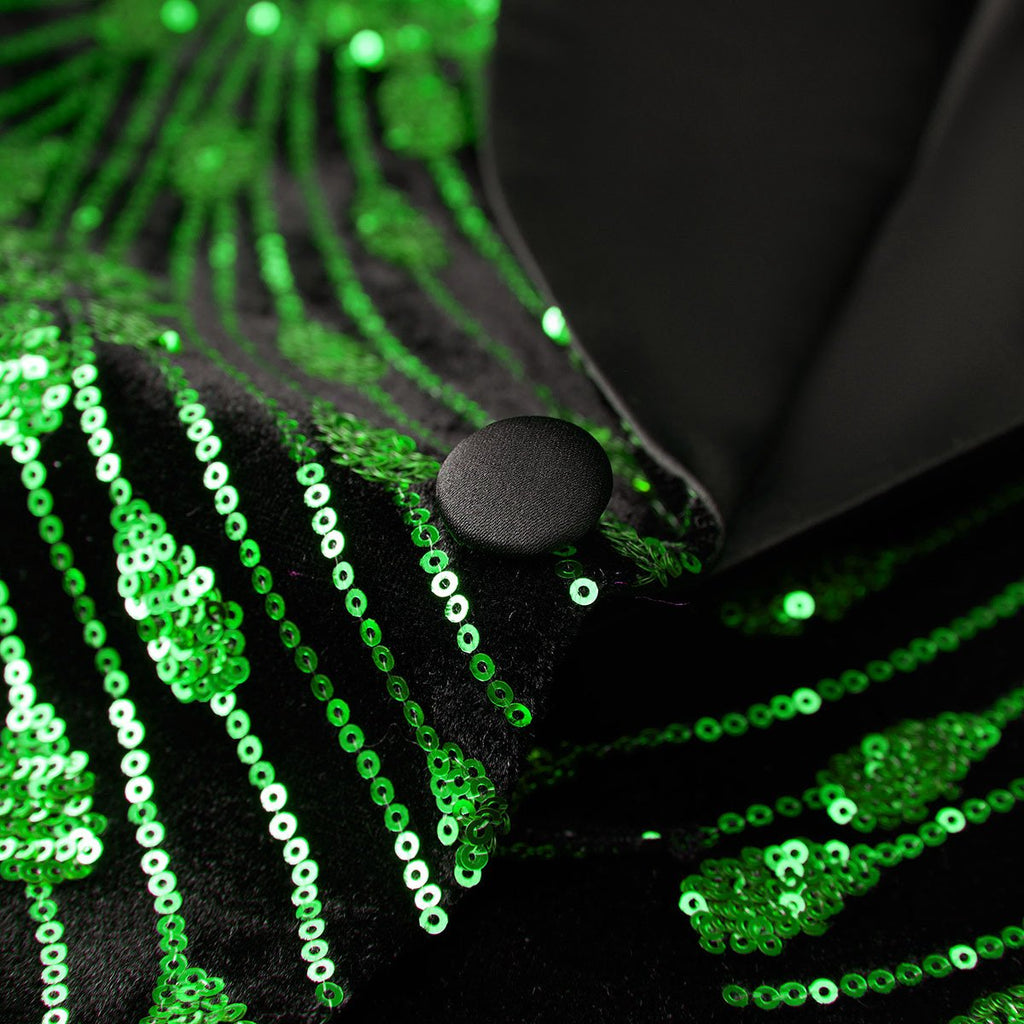Men's Sequin Jacket Green Falling Stars