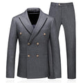 Men's Three-Piece Double-Breasted Subtile Striped Grey Suit