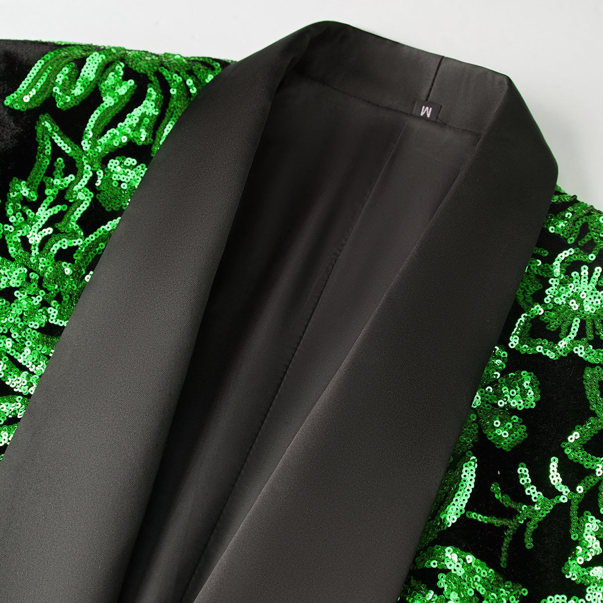 Men's Sequin Jacket Green Falling Stars