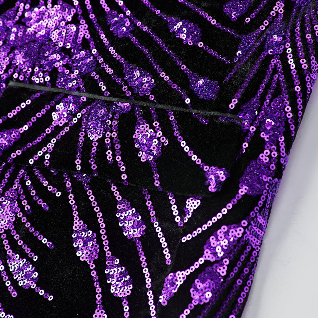 Men's Sequin Purple Jacket Falling Stars