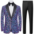 Men's Sequin Geometric Mosaic Purple Tuxedo