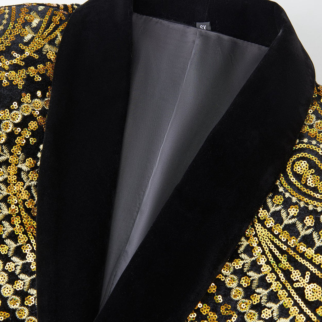 Men's Sequin Paisley Golden Tuxedo Jacket